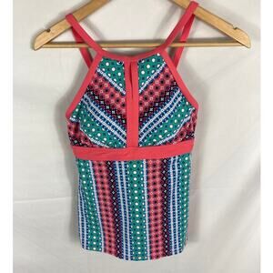 Lands End Patterned Keyhole Tankini Top Size 2